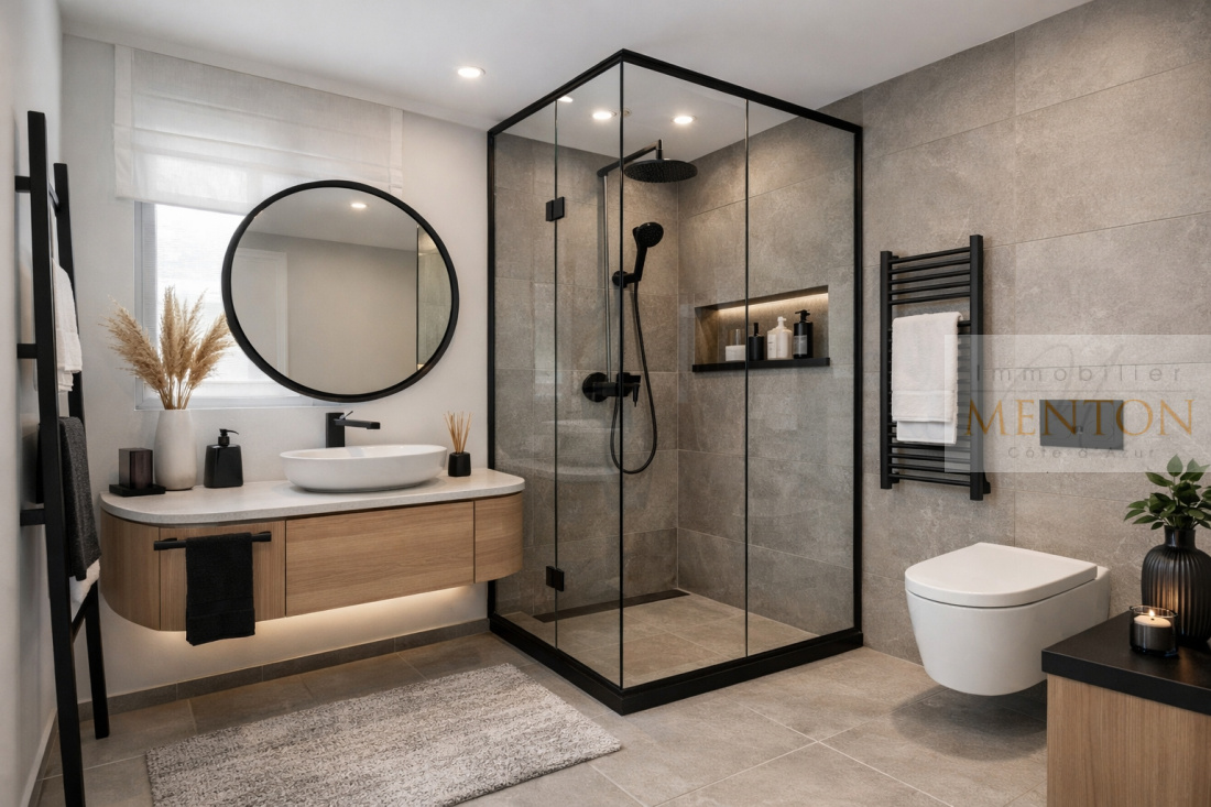 vue de la salle de bains optimisée par IA avec travaux